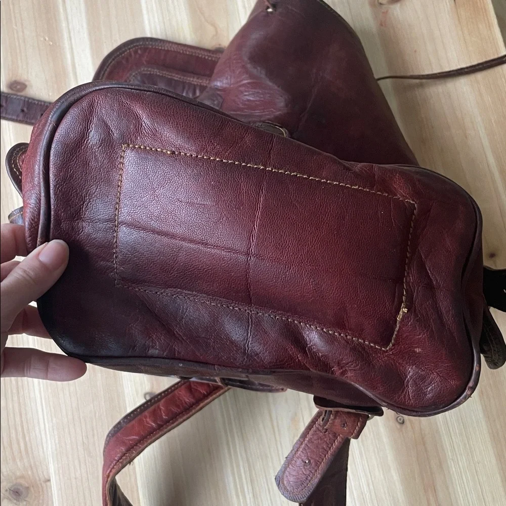 Vintage Genuine Leather Outdoors Adventure Hiking Backpack